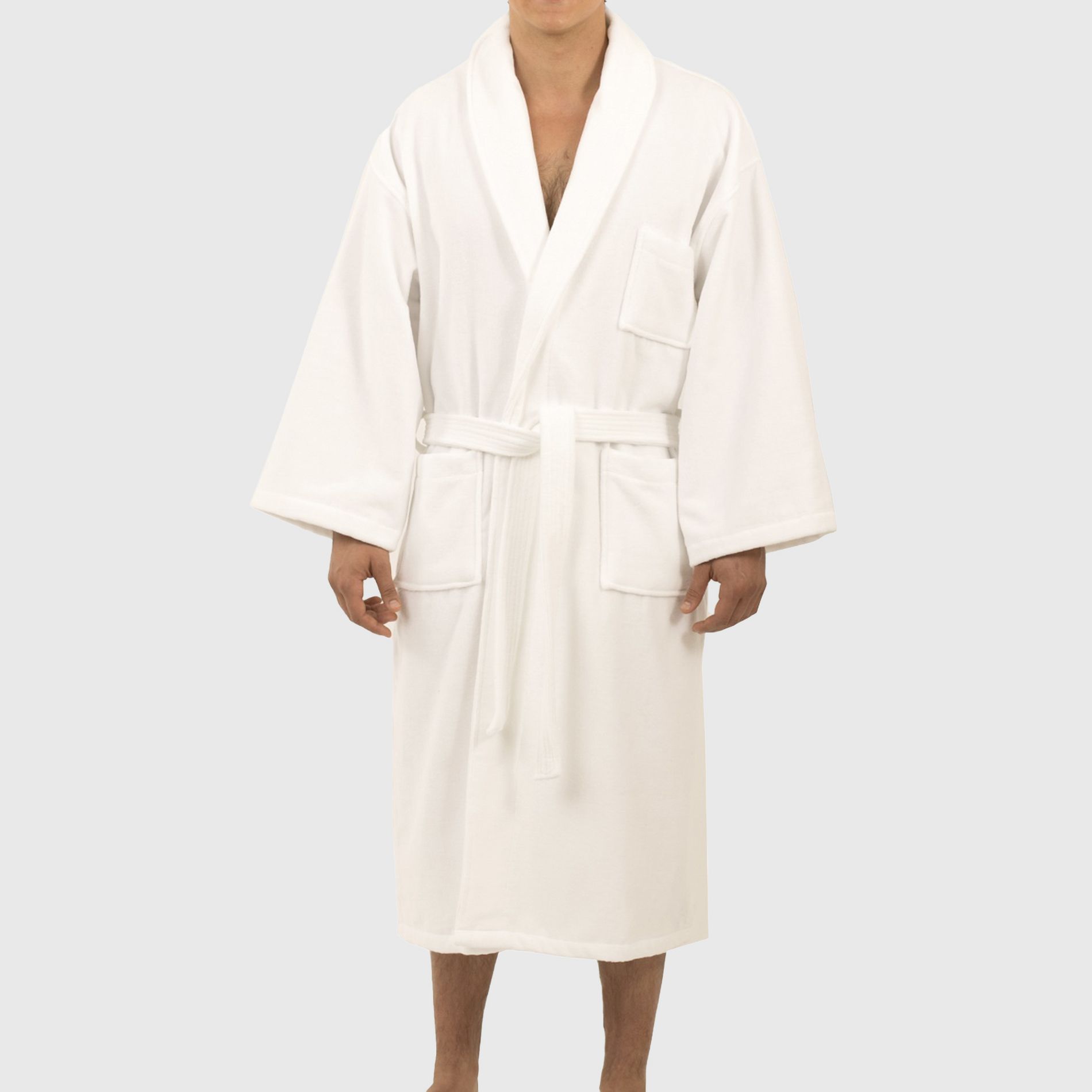 Alpine Swiss Pure Cotton Mens Terry Cloth Bathrobe Super Absorbent Spa Robe WHT XLXXL