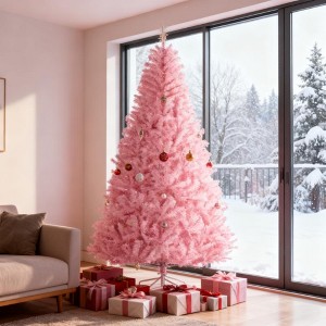 QingMoon Christmas Trees, Pink Artificial Tree with 1288 Branch Tips, Auto Open, Steel Base and Wide Shape for Indoor Xmas Decoration - 1 of 4