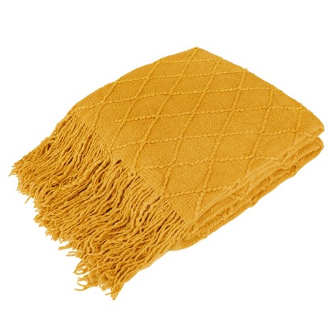 Pavilia Knit Textured Soft Throw Blanket For Sofa, Living Room Decor, And  Bed, Mustard Yellow/throw - 50x60 : Target