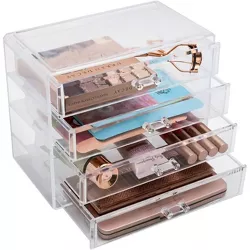 Sorbus Stackable Makeup Storage Display - 4 Large Drawers - Clear