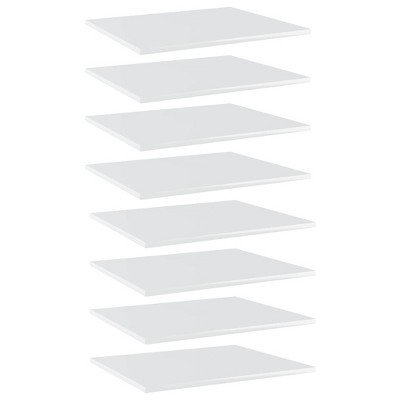 vidaXL Bookshelf Boards 8 pcs High Gloss White 23.6"x19.7"x0.6" Engineered Wood