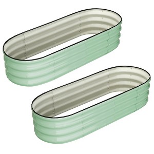 Nasitip [2PACK] 4.5x2x1ft Oval Raised Garden Bed, Galvanized Raised Bed with Open-Ended Base,Planter Raised Boxes for Vegetables,Flowers(Green) - 1 of 4