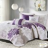 Sapphtopaz Bedding Comforter Set Cotton Floral Prints and Solid Colors Reversible Sateen Quilted Quilt Set 6 Piece - 3 of 4