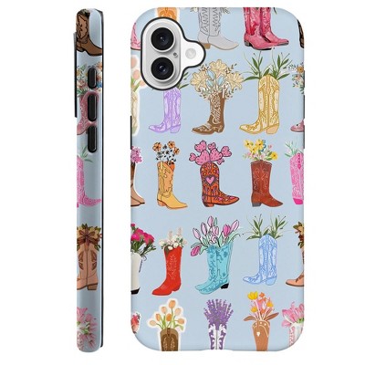 BONGEEK Generic Case Compatible with iPhone 16Plus,Scratch Resistant Hybrid 2-Layer Hard Shell Phone Case,Cowgirl Boots Western Flower Aesthetic