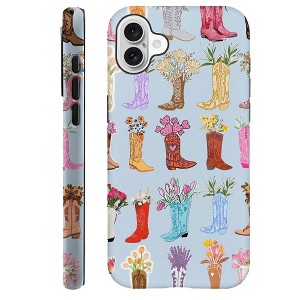 BONGEEK Generic Case Compatible with iPhone 16,Scratch Resistant Hybrid 2-Layer Hard Shell Phone Case,Cowgirl Boots Western Flower Aesthetic - 1 of 4