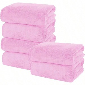 6 Pack Premium Bath Towel Set - Quick Drying - Microfiber Coral Velvet Highly Absorbent Towels - Multipurpose Use - 1 of 4