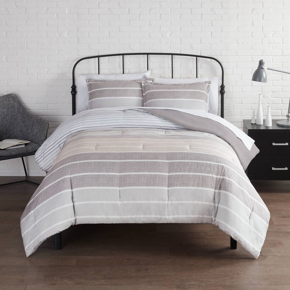 Photos - Duvet Serta 2pc Twin/Twin Extra Long Conrad Variegated Stripe Antimicrobial Comforter 