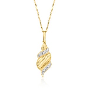 Ross-Simons 0.15 ct. t.w. Diamond Spiral Pendant Necklace in 18kt Gold Over Sterling Size 16 - 1 of 3