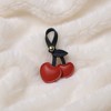 Anna-Kaci Faux Leather Cherry Heart Keychain with Black Leaf Strap and Gold Rivet Detail - Red - 3 of 4