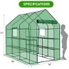 SEVOBAL Greenhouse Outdoor Durable PE Plant Green House for Frost Protection Shelf Clips Roll-up Zipper Door Walk-in for Planter, Green, 99"*37"*17" - 3 of 4