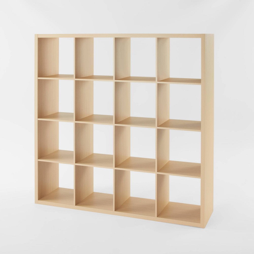 Photos - Wall Shelf 16 Cube Organizer Natural - Brightroom™: Multicolor, Versatile Bookshelf,