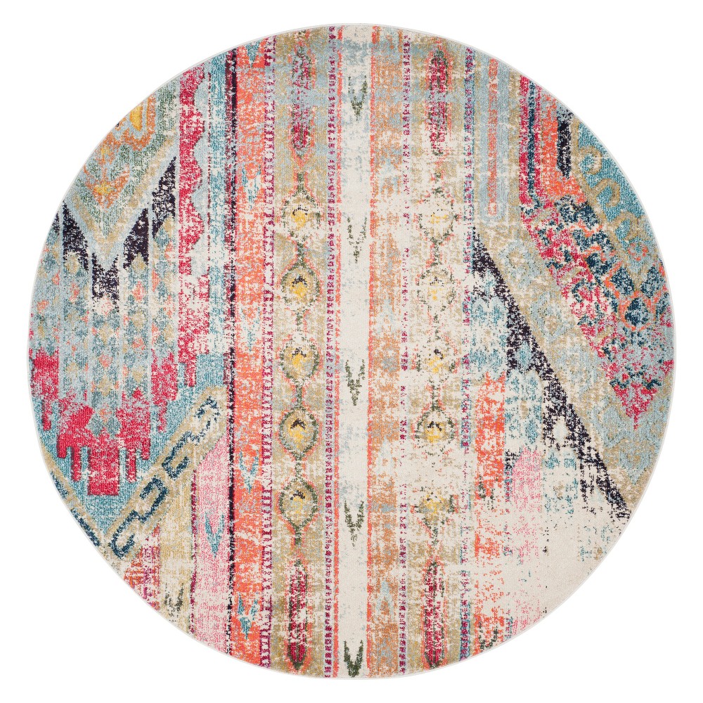 4' Geometric Design Round Area Rug - Safavieh