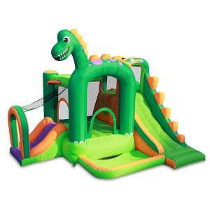 Pogo Bounce House Backyard Kids Residential Nylon Inflatable Indoor/Outdoor Bouncer with Slide for Small Kids - Dinosaur - 1 of 4