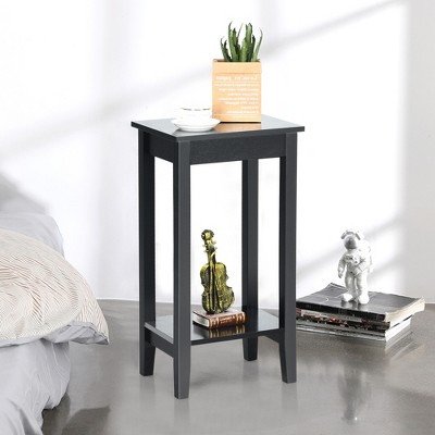 Costway 2pcs 2-tier Nightstand End Side Table Coffee Table Wooden Legs ...