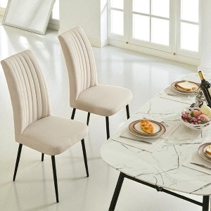 Mshliw Set of 2 Velvet Dining Chairs with Sponge Cushion, Curved Back, Solid Wood Frame and Black Iron Legs, Modern Accent Chairs for Kitchen - 1 of 4