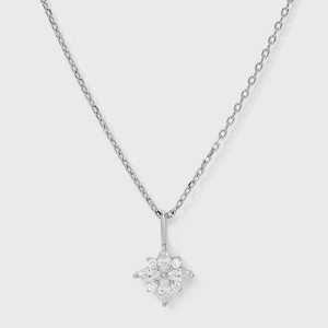 Silver Plated Cubic Zirconia Marquis Pendant Necklace - A New Day™ Silver - 1 of 4