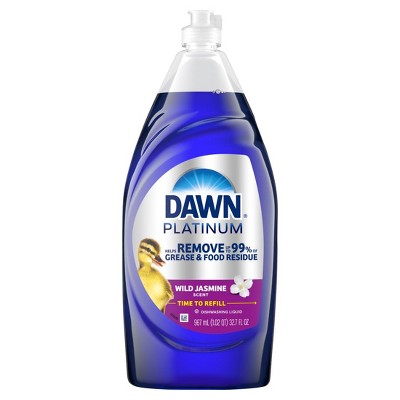 Dawn Platinum Dish Soap Liquid, Dishwashing Liquid, Grease Removal, Wild Jasmine, 32.7oz