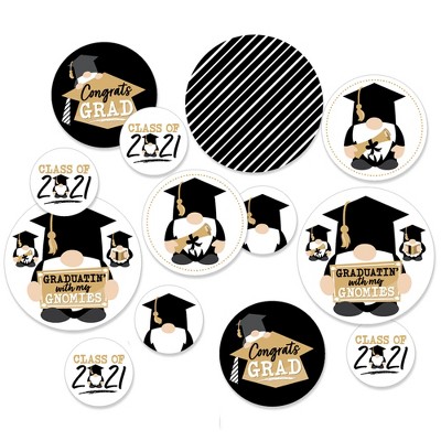 Big Dot of Happiness Grad Gnomes - 2021 Graduation Party Giant Circle Confetti - Party Decorations - Large Confetti 27 Count