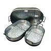 Essential Decor & Beyond 3-Piece Set Galvanized Steel Modern Industrial Oval Tray with Black Lining and Metal Handle - 3 of 4