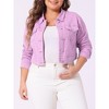 Agnes Orinda Women's Plus Size Cropped Long Sleeve Trendy Fashion Denim Jean Jackets - 2 of 4