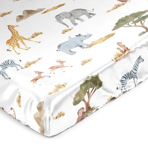 Sweet Jojo Designs Boy or Girl Gender Neutral Unisex Satin Fitted Crib Sheet Jungle - 1 of 4