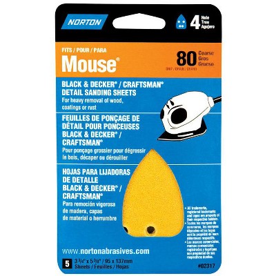 Norton 5-1/4 in. L X 3-3/4 in. W 80 Grit Aluminum Oxide Mouse Sandpaper 5 pk