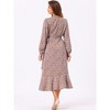 Allegra K Women's Floral Long Sleeve Wrap Tie Waist Ruffle Split Hem Boho Maxi Dress - 4 of 4
