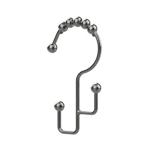 LunaLulinlk Satin Nickel Easy Glide Double Shower Hooks, Rustproof, 12 Count - 1 of 4