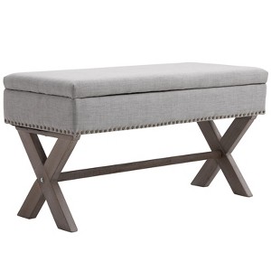 HOMCOM 35.75" Rectangle Fabric Shoe Bench Storage Ottoman with Soft Sponge Cushion, for Living Room, Entryway, or Bedroom, Gray - 1 of 4