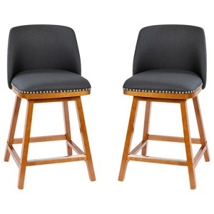 Flash Furniture Julia Set of 2 Transitional Upholstered Counter Stools with Nailhead Trim and Solid Wood Frames - 1 of 4