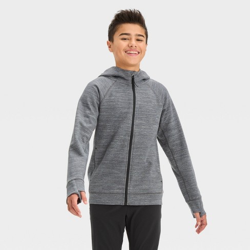 Boys Premium Fleece Full Zip Hoodie Sweatshirt All In Motion Dark Gray Xs Target