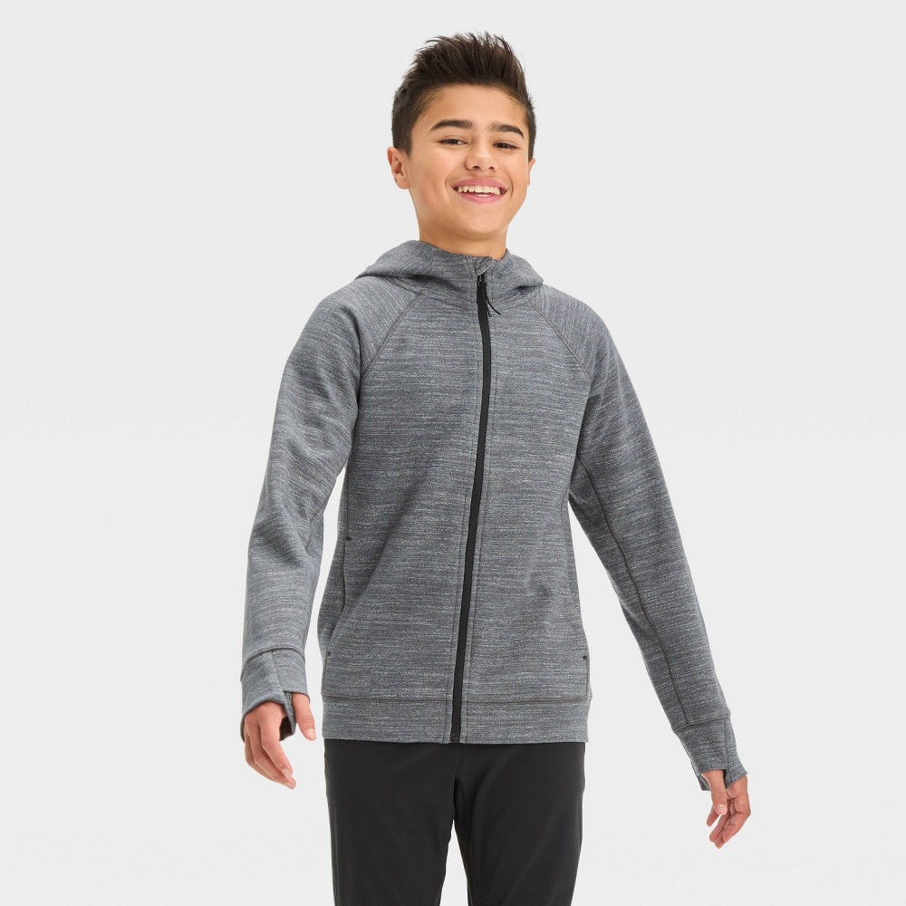 Boys' Premium Fleece Full Zip Hoodie Sweatshirt - All In Motion™ Dark Gray XL -  90529710