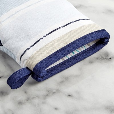 Blue Stripe Heat Resistant Silicone Mini Oven Mitts, 2-Piece Set