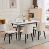 Modern Dining Chairs Set of 2, Linen Upholstered Kitchen Chairs with Curved Back & Solid Wood Legs - 3 of 4