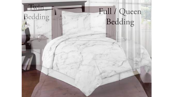 3pc Marble Full/Queen Kids&#39; Comforter Bedding Set Black and White - Sweet Jojo Designs, 2 of 8, play video