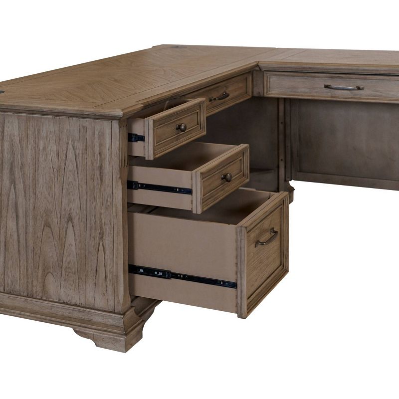 Bristol Traditional Wood L-Desk &#38; Return Light Brown - Martin Furniture, 5 of 9