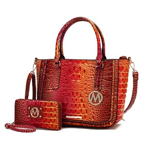MKF Collection Bonnie Gradient Rainbow Faux Crocodile-Embossed Women’s Satchel & Wallet by Mia K - 1 of 4