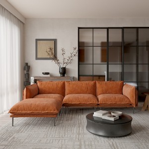 WJShome Velvet Modular Sectional Sofa with Chaise,111" Modern L-Shaped Couch for Living Room with Removable Cushions and 8" High Metal Legs - 1 of 4