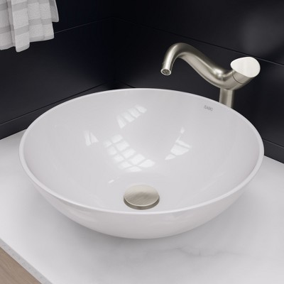 ALFI EAGO BA351  18Inch ROUND CERAMIC ABOVE MOUNT BATHROOM BASIN VESSEL SINK
