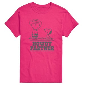 Men's - Peanuts - Charlie Snoopy Howdy Partner Short Sleeve Graphic T-Shirt - 1 of 4