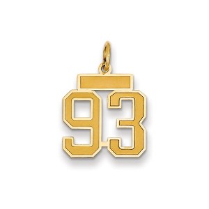 Black Bow Jewelry 14k Yellow Gold, Jersey Collection, Small Number 93 Pendant - 1 of 2