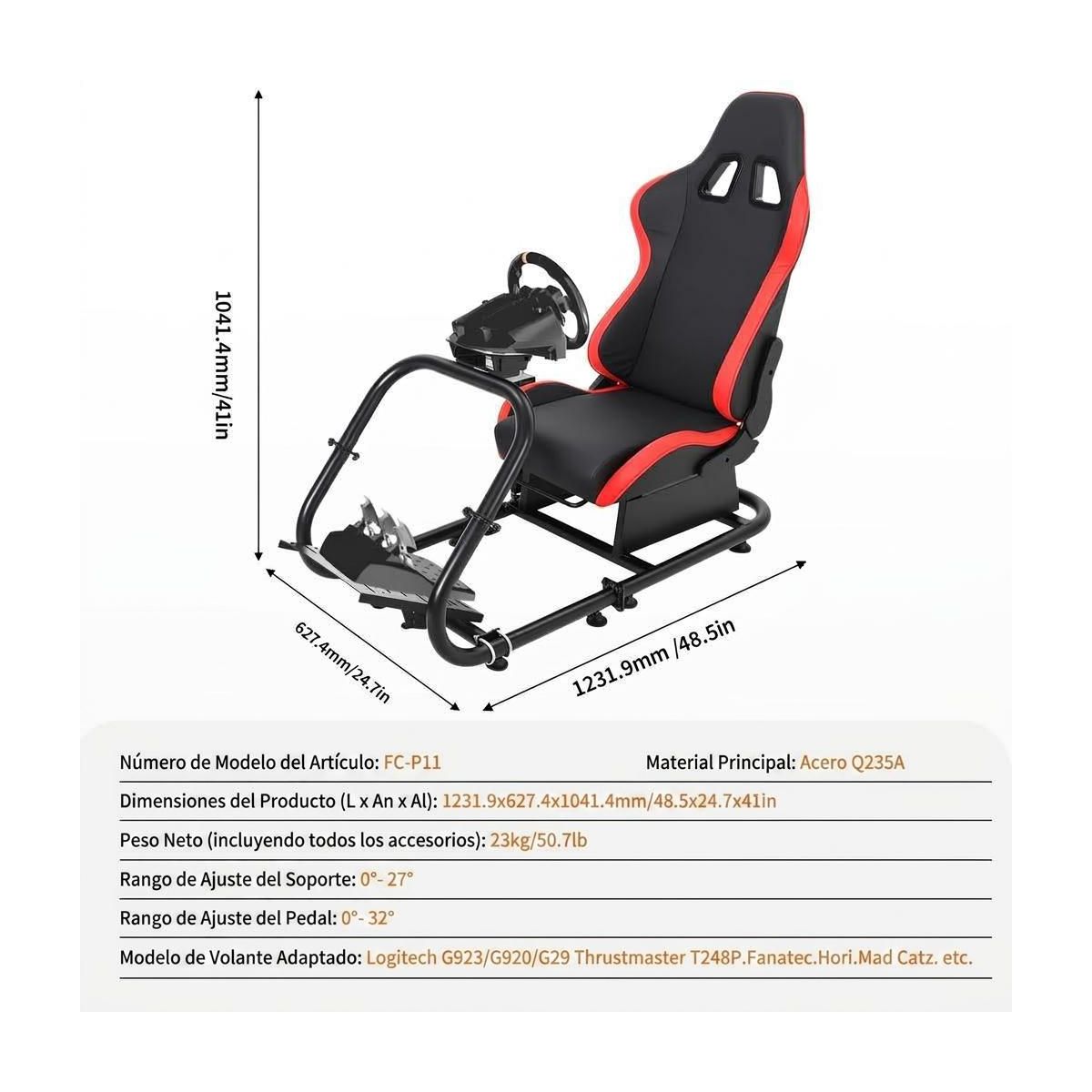 Heavy-Duty Racing Simulator Cockpit for Game Boy Classic – L-Shaped Wheel Stand, Round Tube – Adjustable Steering & Pedal Angles - thumbnail 7