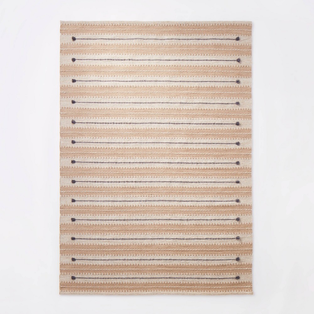 5'x7' Striped/Clipped Yarn Rug Ivory - Threshold™ designed with Studio McGee