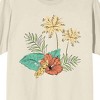 Celestial Tropics Palm Fronds and Hibiscus Flowers Men's Natural T-Shirt - 2 of 3