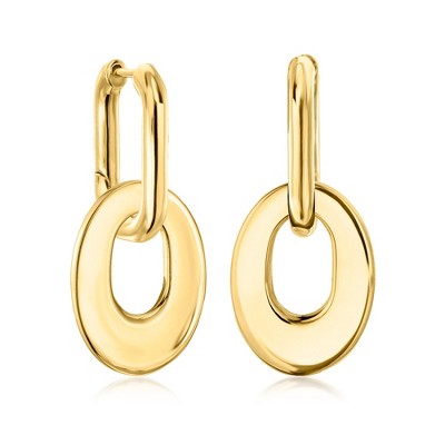 Ross-Simons 18kt Gold Over Sterling Hoop Earrings With Removable Oval Drops