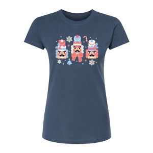 Women's - Instant Message - Winter Nutcracker Heads Fitted Graphic T-Shirt - 1 of 3