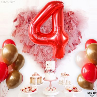 KatchOn, Giant Red Number 4 Balloon - 40 Inch | 4th Birthday Balloon, 4 Year Old Boy Birthday Decorations Boy