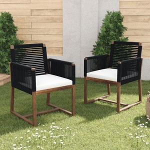 Osparple 2-Piece Rattan Outdoor Chairs Modern Outdoor Chairs for Patio Acacia Outdoor Comfy Chair for Balcony - 1 of 4