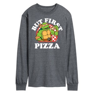 Men's - Teenage Mutant Ninja Turtles - But First Pizza Long Sleeve Graphic T-Shirt - 1 of 4