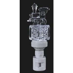Roman 6.5" Icy Crystal LED Lighted Baby Block with Train Night Light - 1 of 1